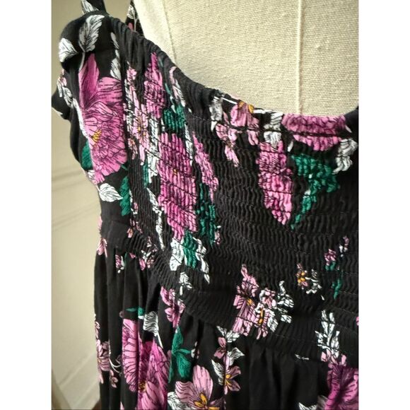 Torrid Midi Challis Surplice Skater Dress Black Purple Pink Floral $65 3 3X - Picture 6 of 8